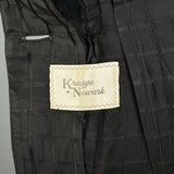 Small 1950s Femme Fatale Suit Bombshell Jacket Skirt Set Black Window Pane Taffeta Hourglass Suit