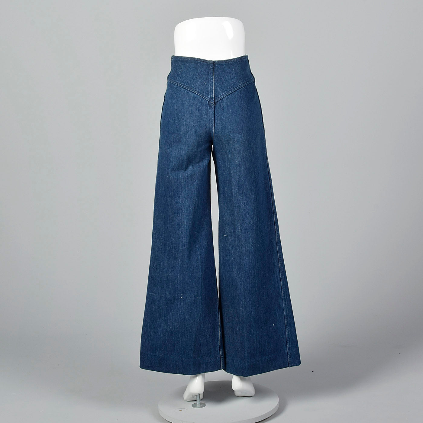 1970s Cotton Denim Zip Front Bell Bottom Jeans