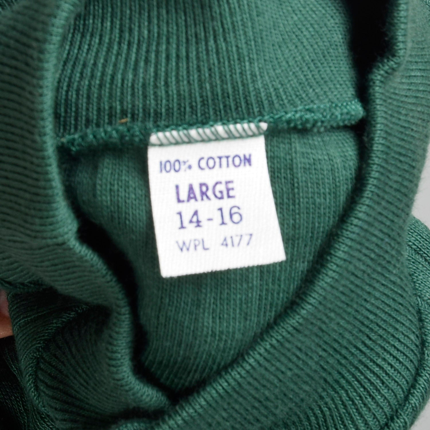 XS 1960s Green Deadstock Ribbed Long Sleeve Lightweight Knit Mock Turtleneck Shirt
