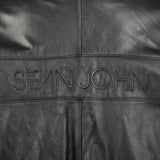 XXL-XXXL Sean John Black Leather Bomber Jacket