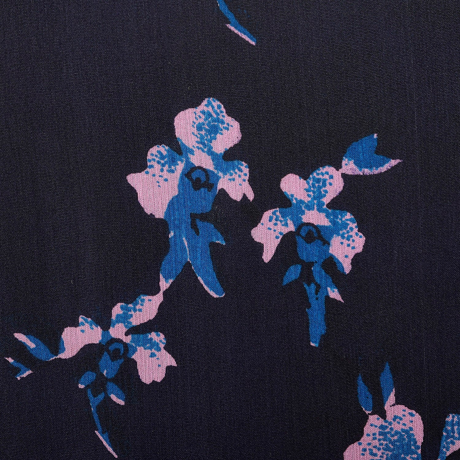 Large-XL Navy Silk Floral Dress