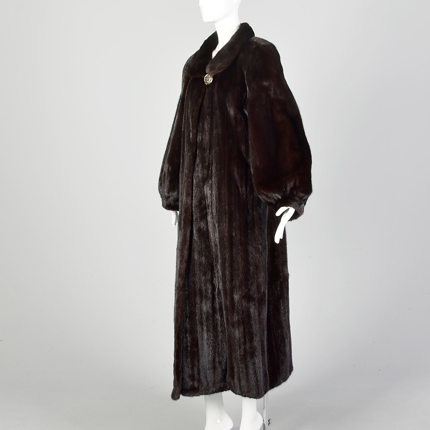XL Brown Full Length Mink Fur Coat