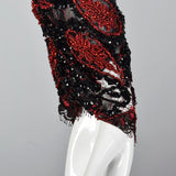 1980s Travilla Black Dress with Paisley Beaded Bodice
