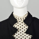 Large 1960s Black and White Polka Dot Dress Set