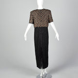 1990s Black Beaded Faux Jacket Maxi Dress