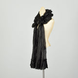 OSFM 1880s Victorian Black Chiffon Neck Ruffle Scarf Lappet Collar Ruff