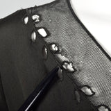 1930s Black Dress with Sheer Trim and Belt