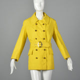 1960s Anne Klein Mod Yellow Trench Coat