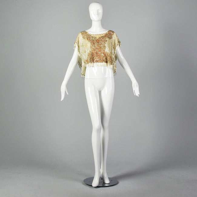 1960s Sequined and Beaded Lace Poncho