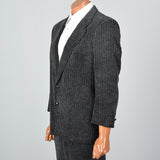 41S  Medium 1980s Charcoal Corduroy Two Piece Suit