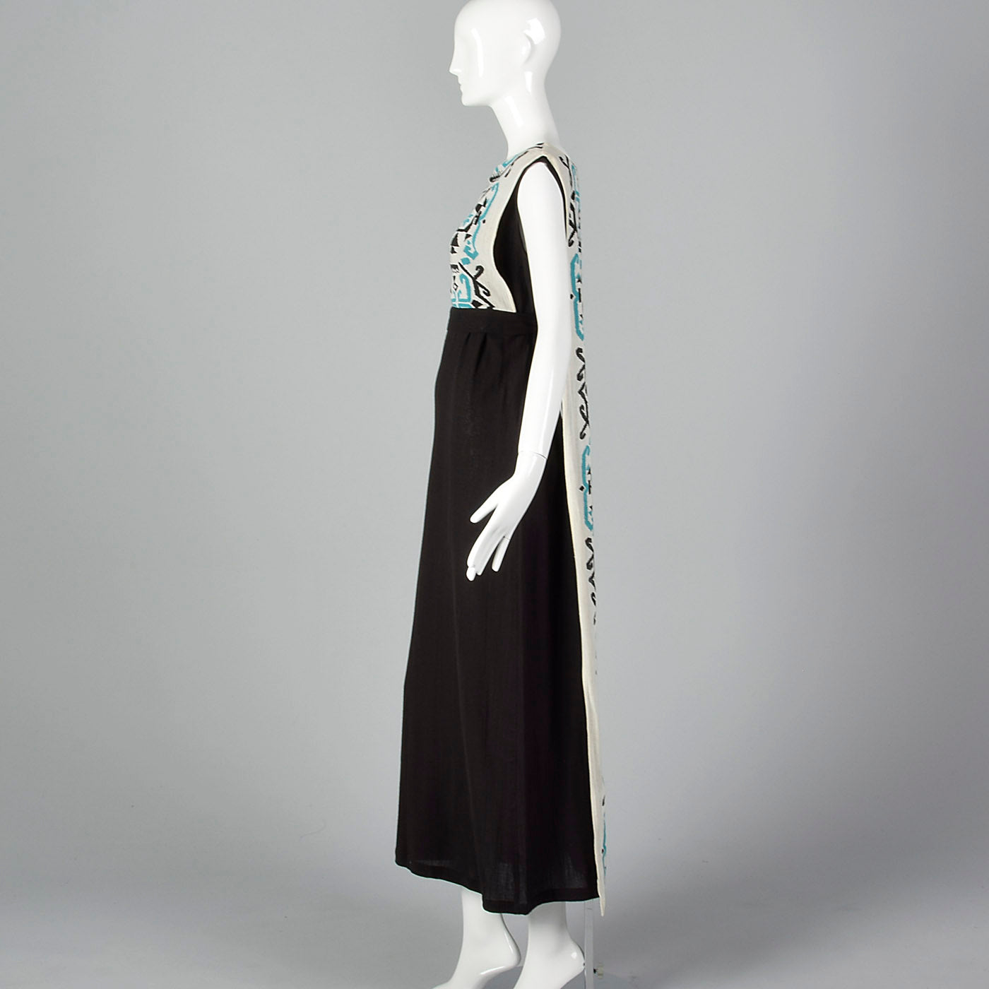 1970s Black Gauze Dress with Back Panel