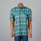 1990s Ted Lapidus Mens Blue Plaid Shirt