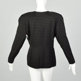 XL 1980s Dominic Serio Blazer Black Striped Power Shoulder Double Breasted Jacket