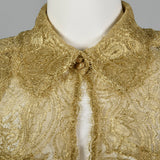 1970s Gold Maxi Dress with Bishop Sleeves