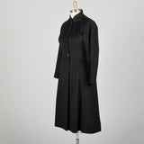 Large 1950s Princess Coat Black Dolman Sleeve Wool Batwing Winter Minimalist Outerwear