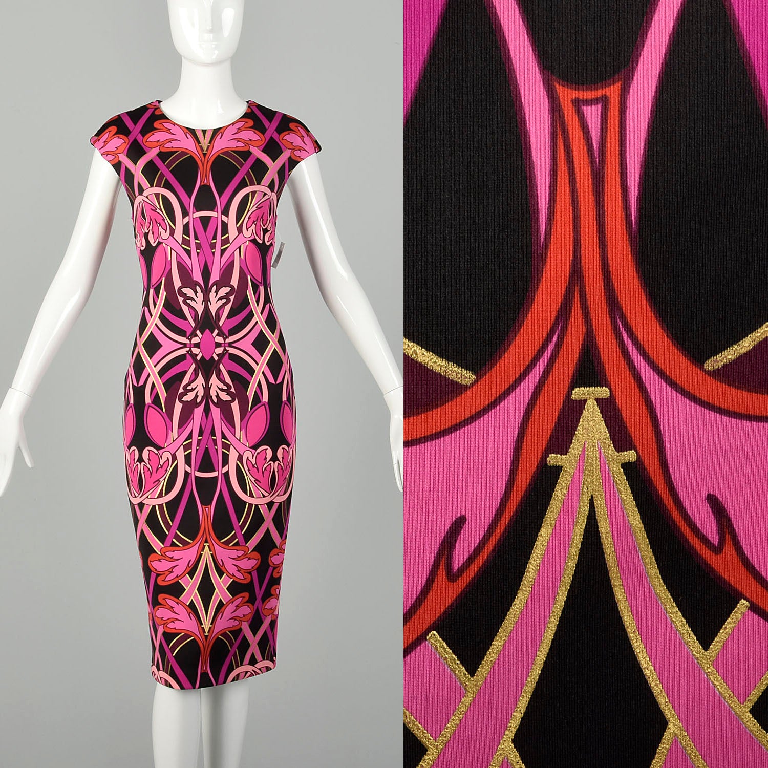 Small Ted Baker Pink Dress Black Short Sleeve Back Slit Designer Style & Salvage Small Ted Baker Pink Dress Black Short Sleeve Back Slit Designer Style & Salvage
