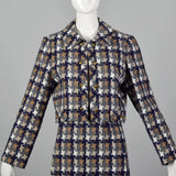 1970s Cropped Jacket and A Line Skirt Set in Wool Tweed