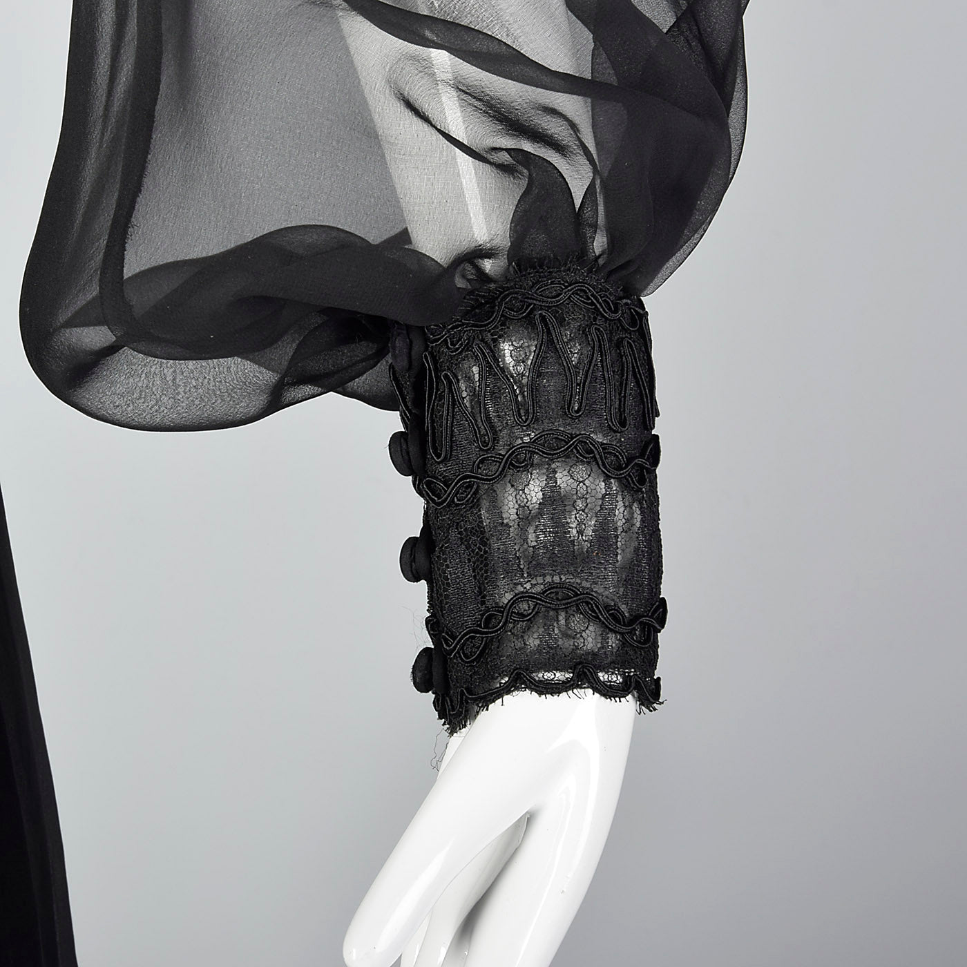 1960s Layered Sheer Dress with Bishop Sleeves