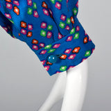 1976 Yves Saint Laurent Rive Gauche Russian Collection Blue Wool Dress