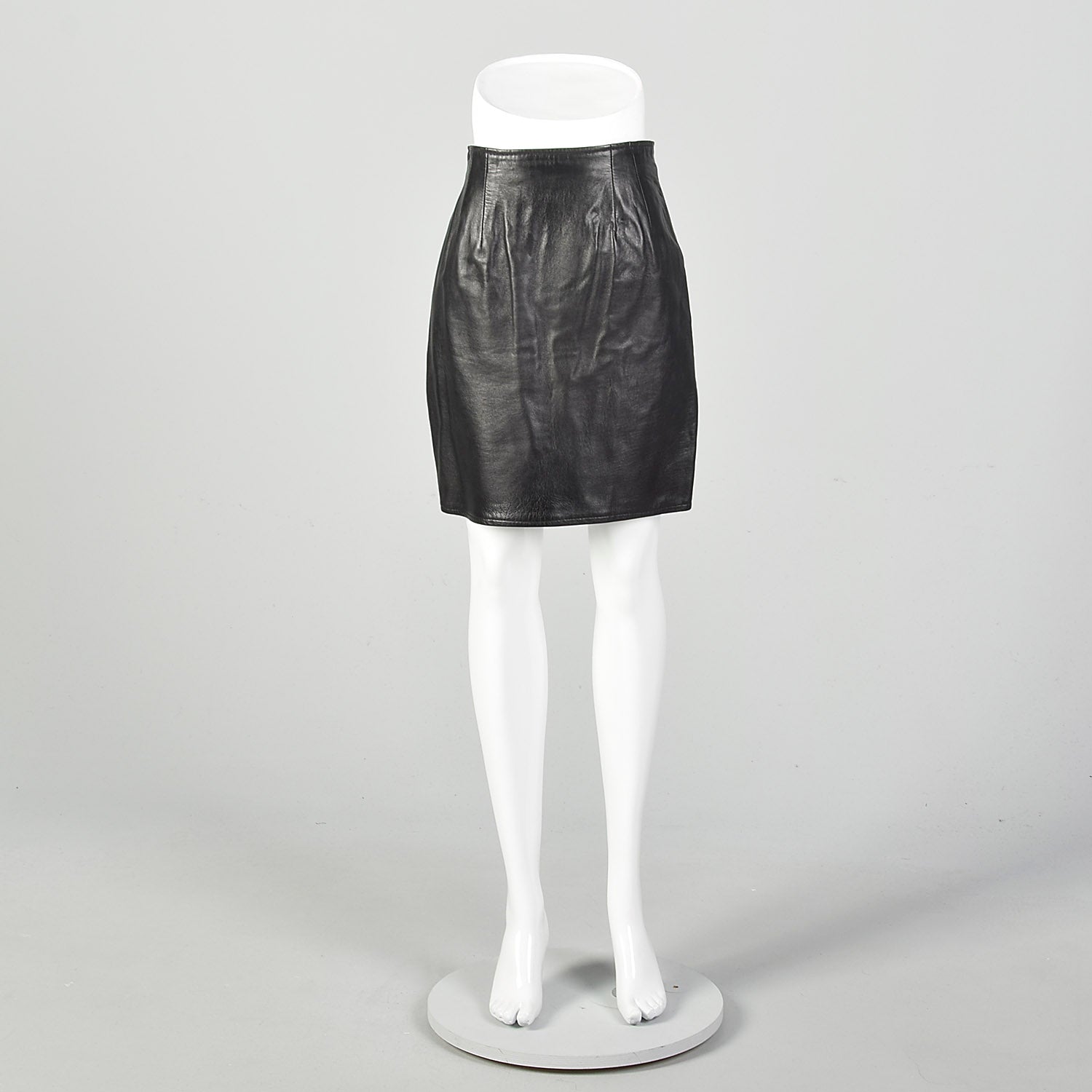 XS Black Leather Mini Skirt