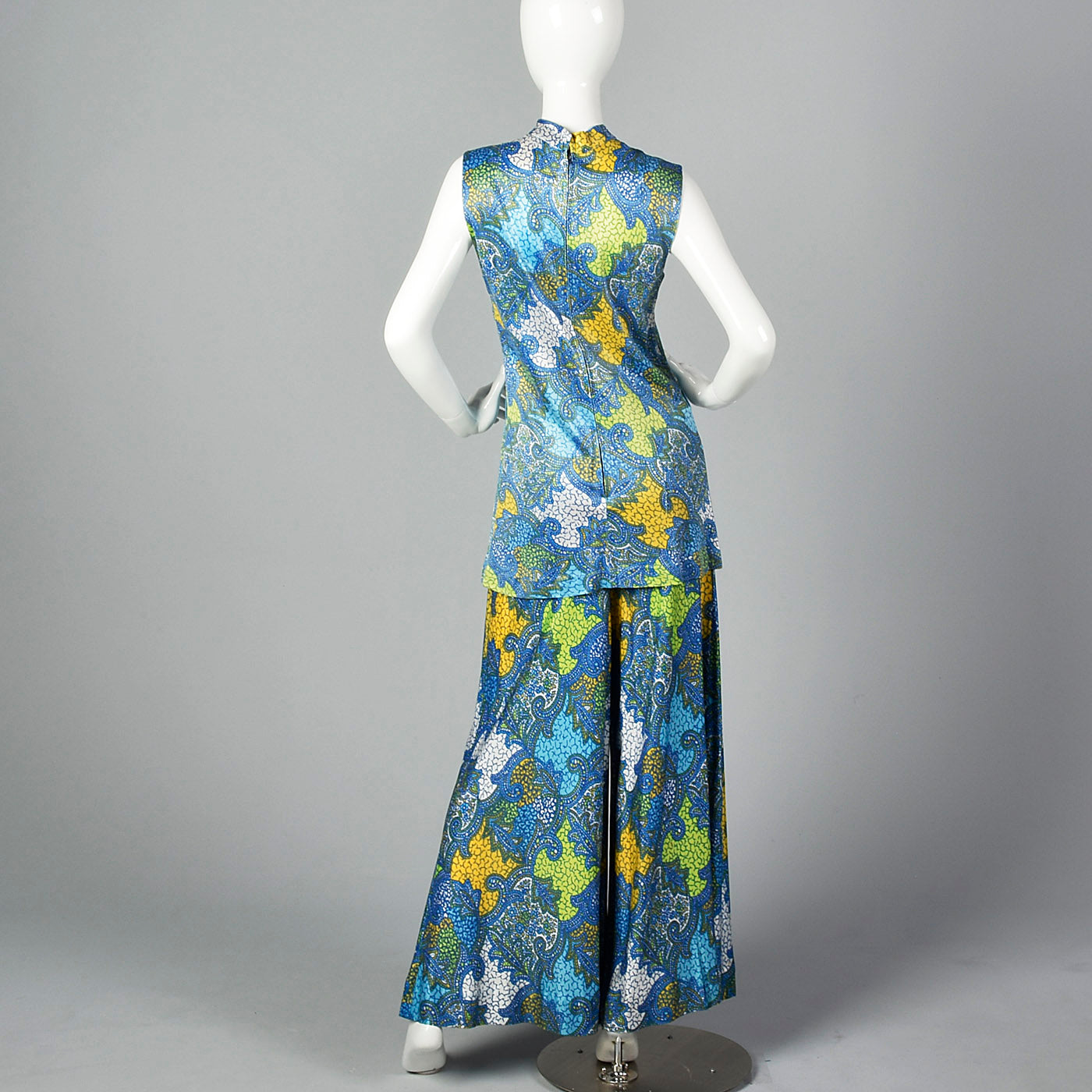1960s Blue Palazzo Pants and Tunic Outfit