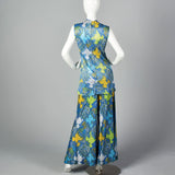 1960s Blue Palazzo Pants and Tunic Outfit