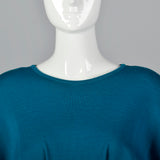 1980s Teal Wool Midi Dress