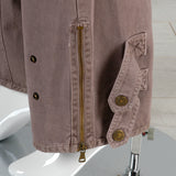 D&G Superior Denim by Dolce & Gabbana Taupe Twill Pants with Zippers Snaps and Smocked Thighs