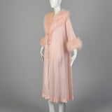 Lucie Ann Pink Neglige Robe with Feather collar