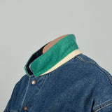 Large Levis Hudson Bay Striped Blanket Lined Denim Reversible Jean Jacket Winter Outerwear