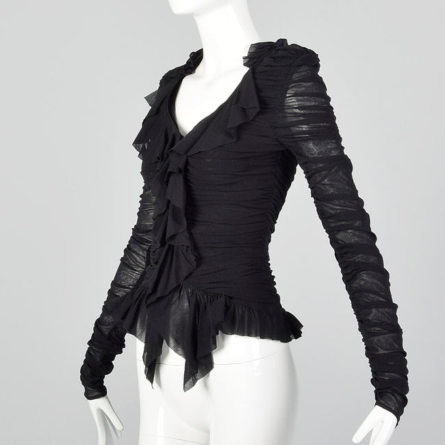 2000s Casadei Black Ruched Top