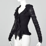 2000s Casadei Black Ruched Top