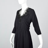 1930s Black Dress with Sequin and Mesh Detail