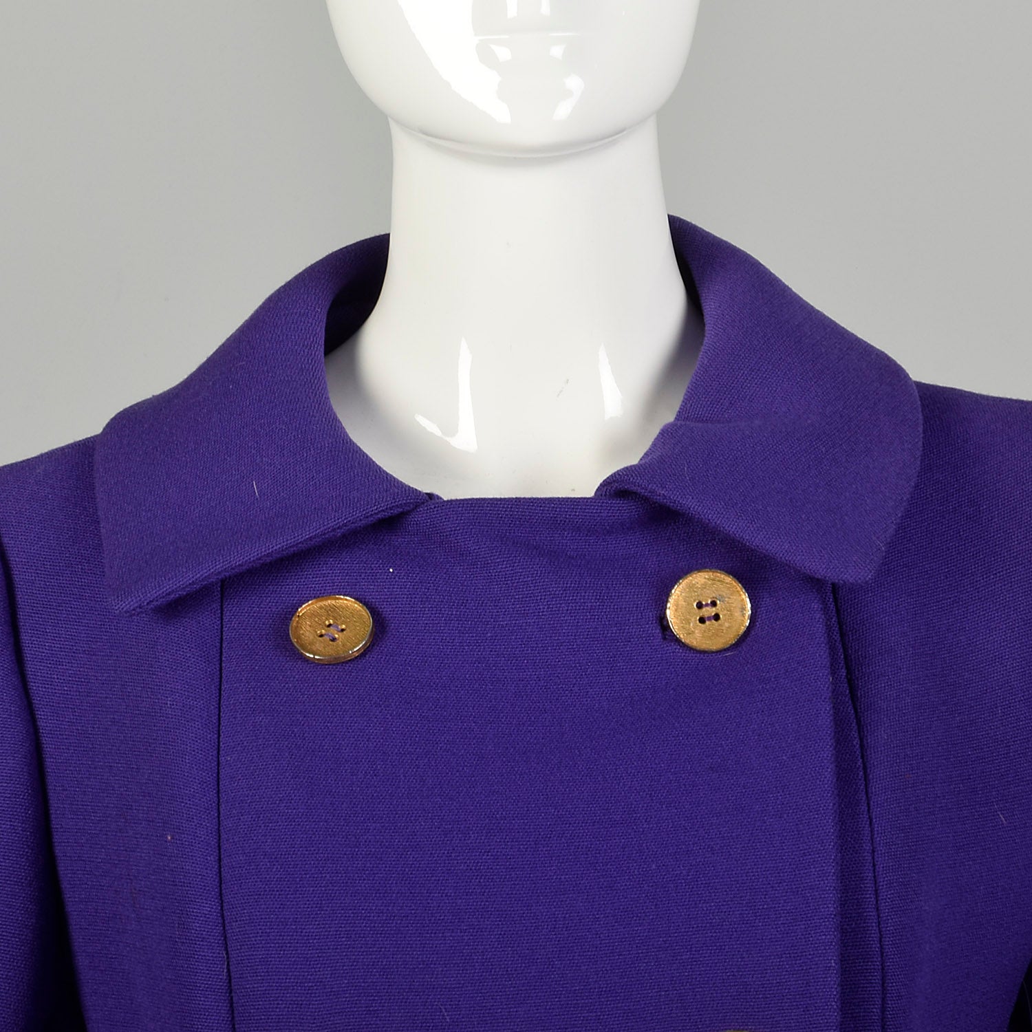 Small 1960s Coat Purple Mod Winter Outerwear Double Breasted