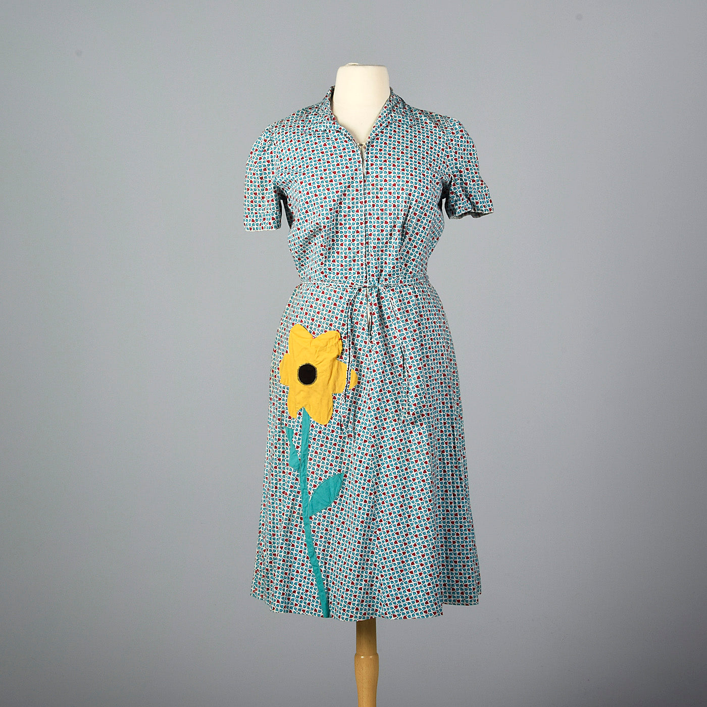 XXL 1950s Novelty Print Cotton Day Dress