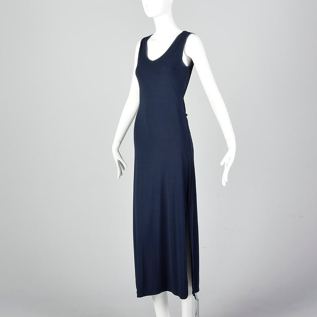 1990s Mary McFadden Maxi Dress with Tie Back Waist