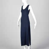 1990s Mary McFadden Maxi Dress with Tie Back Waist