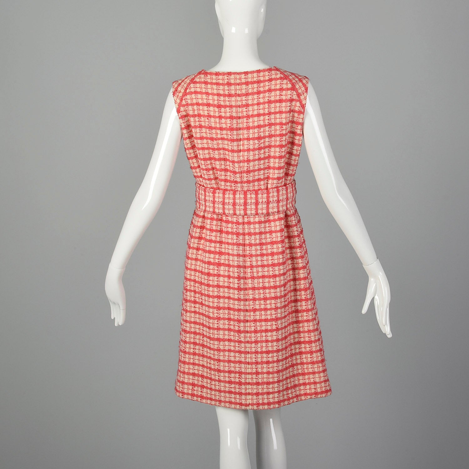 Small 1960s Plaid Wool Dress & Scarf Set