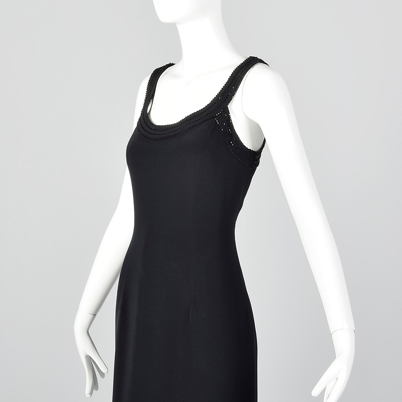 1990s Oleg Cassini Black Evening Dress