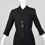 Small 1950s Black Dress with Pleated Underlay
