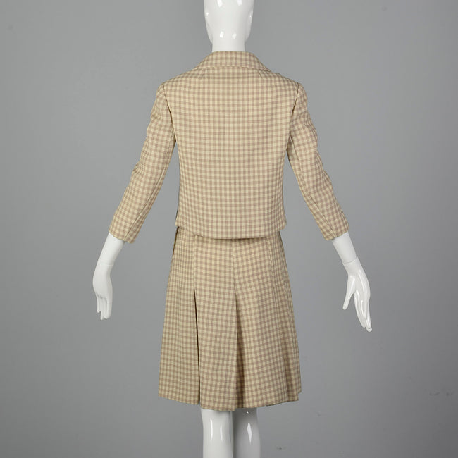 1960s Brown and Cream Skirt Suit