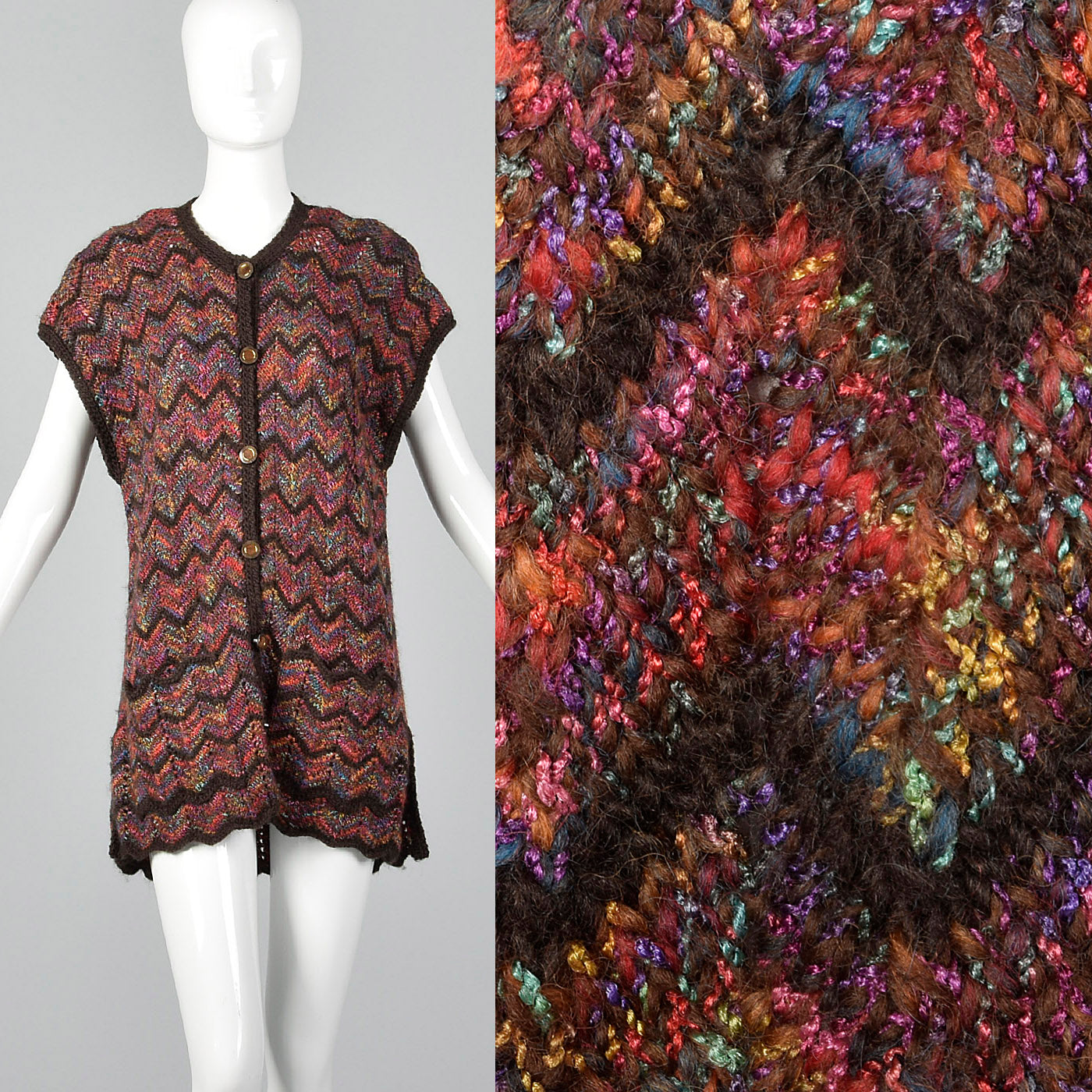 1980s Multicolor Zig Zag Sweater Vest