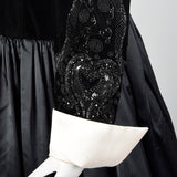 Large Escada Couture 1980s Black Beaded Velvet Gown