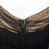 1950s Black Dress with Lace Illusion Neckline