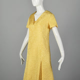 1960s Christian Dior Yellow Brocade Shift Dress