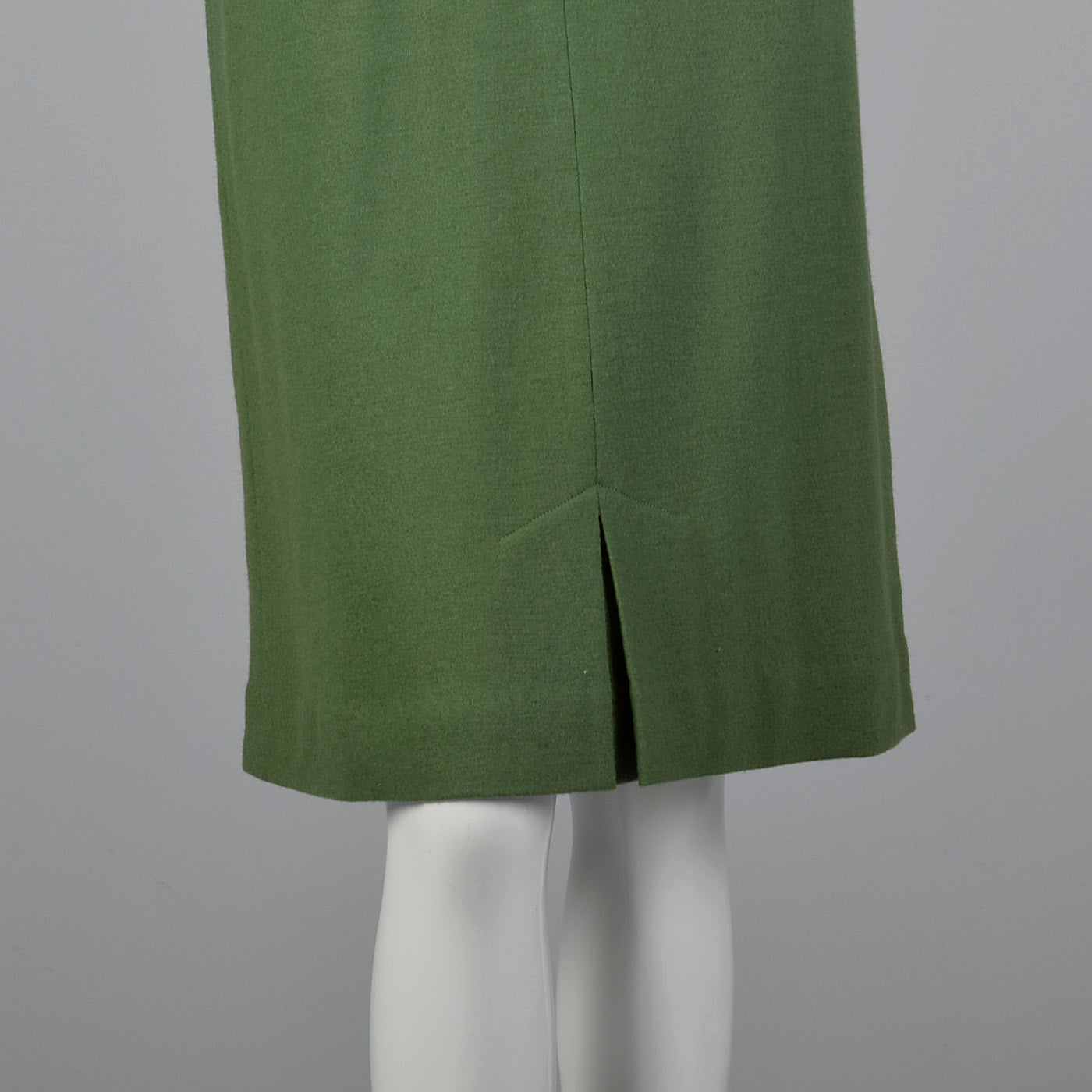 1960s Green Wool Pencil Dress with Button Front
