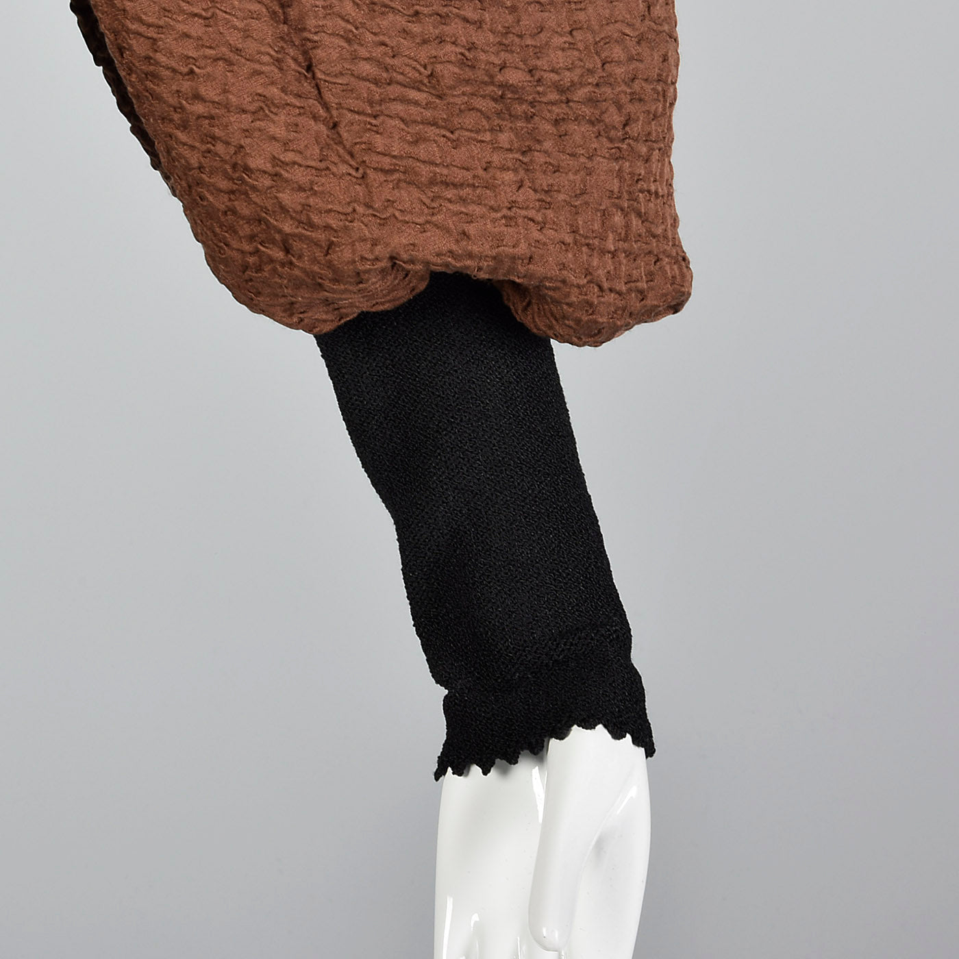 1980s Adolfo Black Knit Dress with Bishop Sleeves