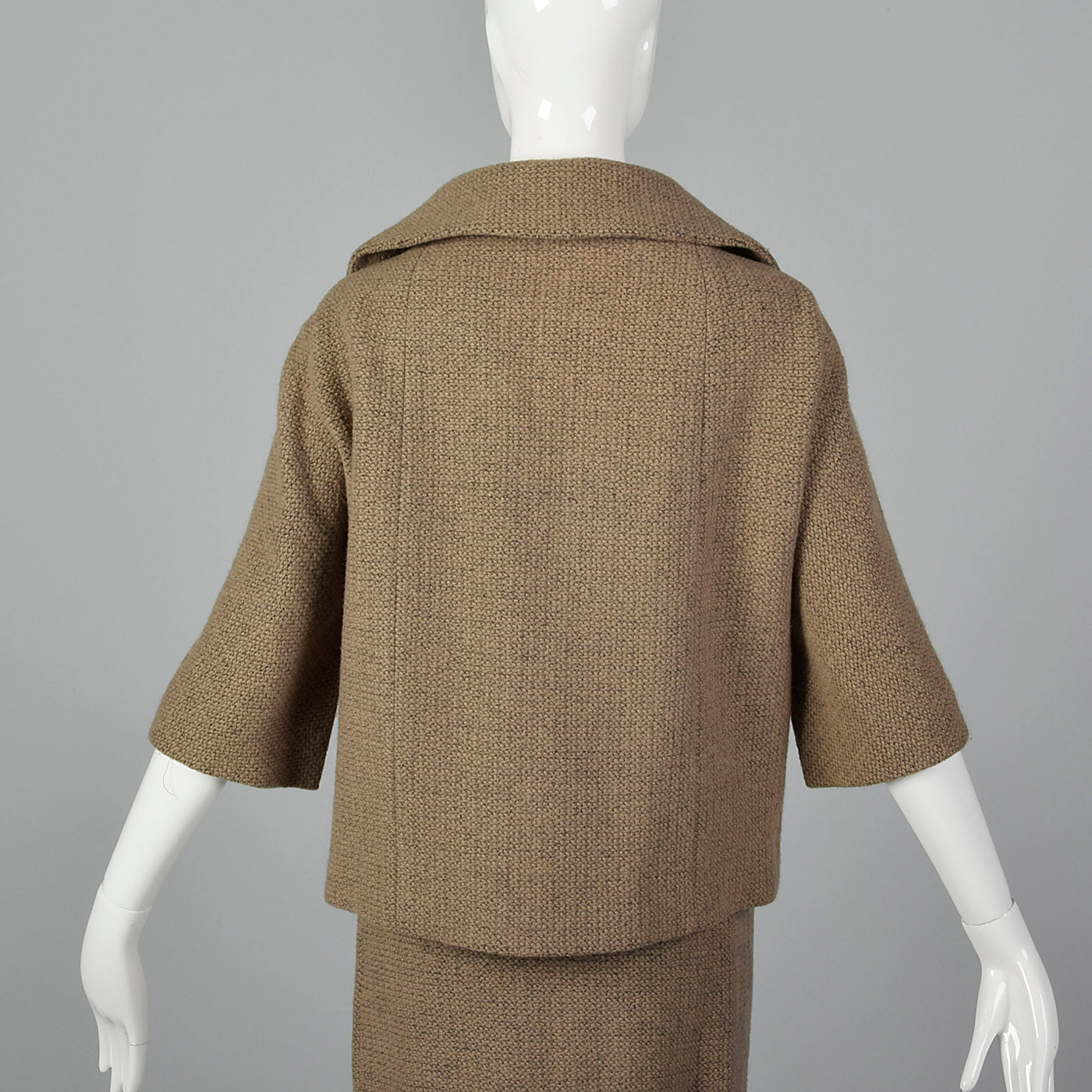 1950s Brown Woven Skirt Suit