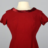 1950s Red Wool Dress with Satin Collar