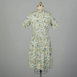 Large 1950s Day Dress Cotton Novelty Kitchen Cooking Print Short Sleeve Summer